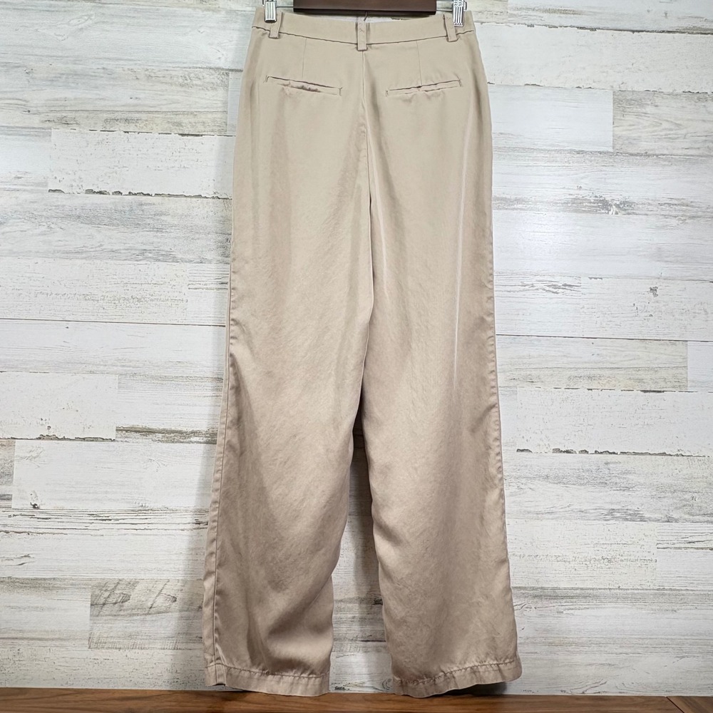 LOFT Wide Leg Pants Womens 2 Tan Beige High Rise Lyocell Trousers Old Money